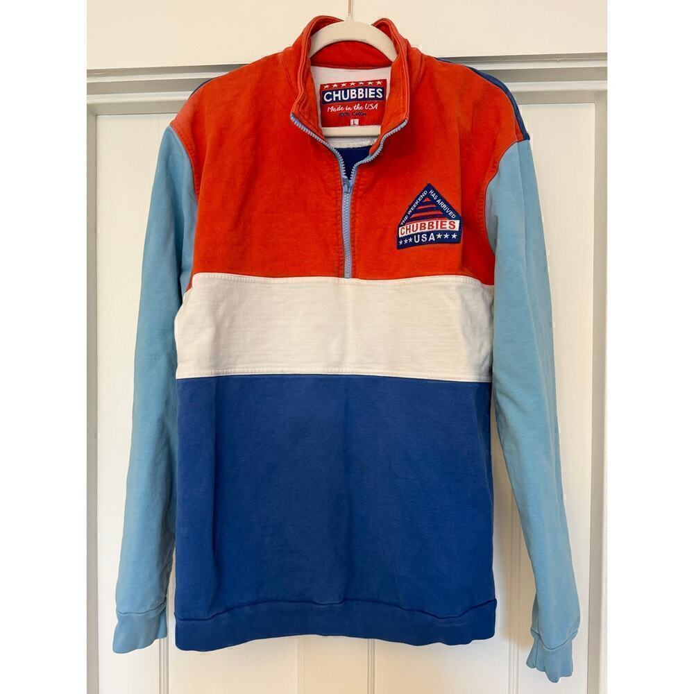 Chubbies 1/4 Zip Cotton Pullover Patriotic Sweatshirt Men's Size L